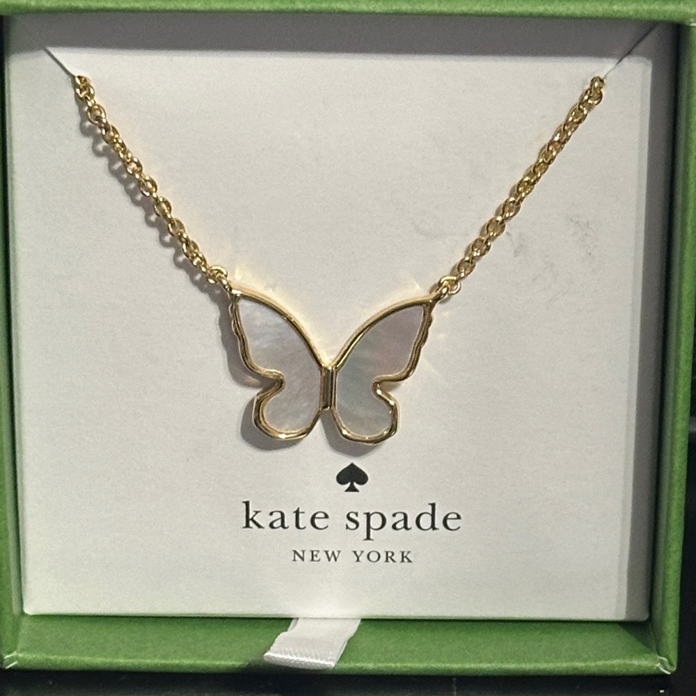 Kate Spade Gold and mother of pearl Butterfly Pendant Necklace